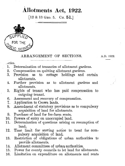 National Allotment Act 1922