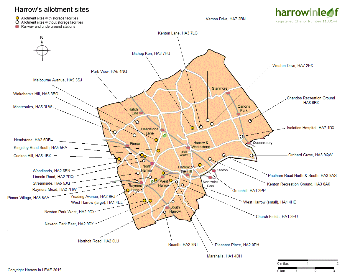 Map of Harrow's allotment sites